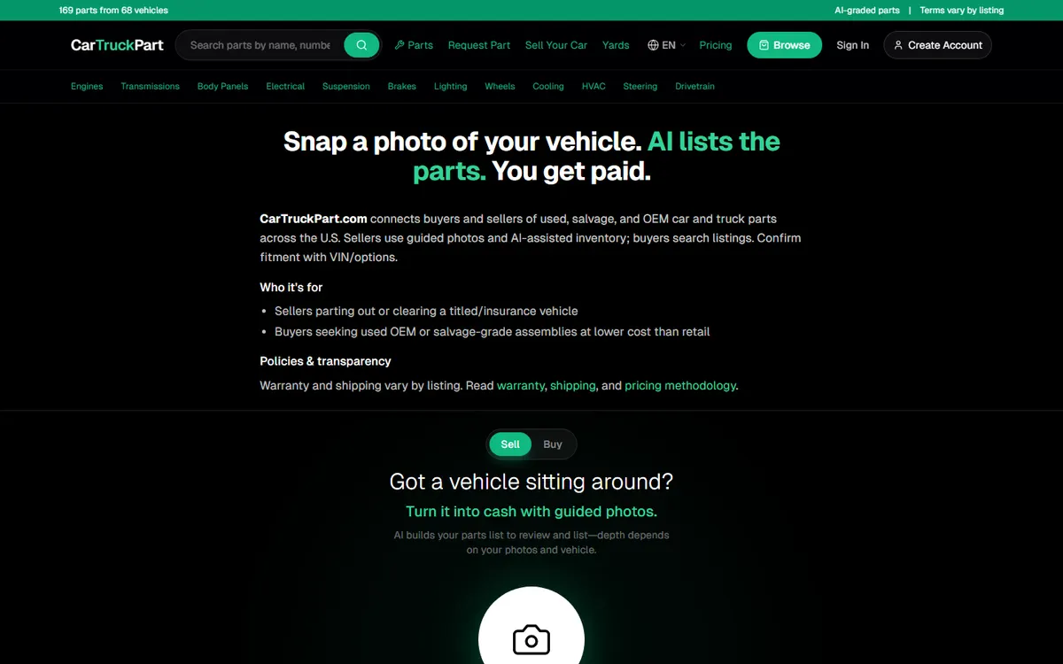 CarTruckPart website homepage